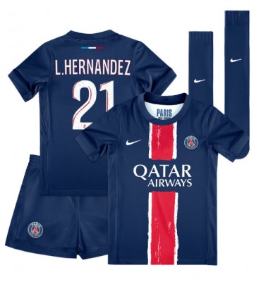 Paris Saint-Germain Lucas Hernandez #21 Primera Equipación Niños 2024-25 Manga Corta (+ Pantalones cortos)